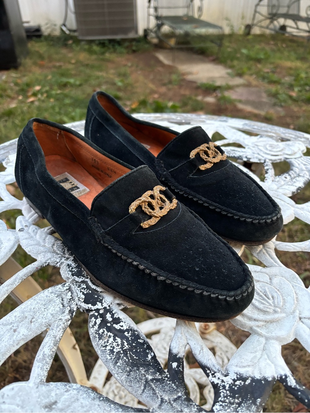 Vintage David Eden Suede Loafers Made in Italy - Black Mens 8.5 M